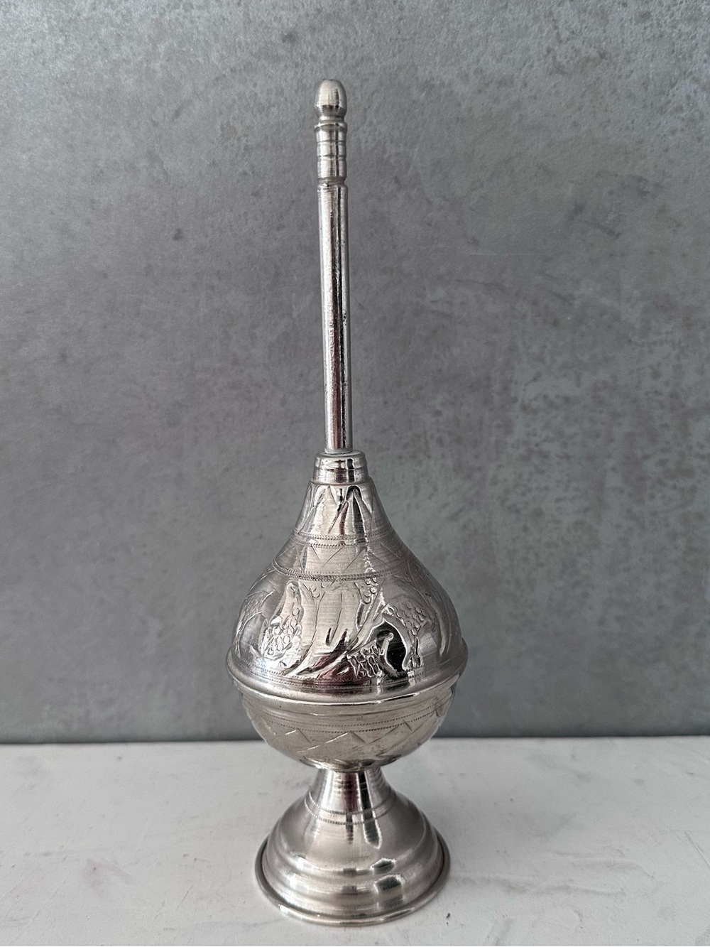 VINTAGE SILVER PLATE MORCCAN ROSE WATER SPRINKLER